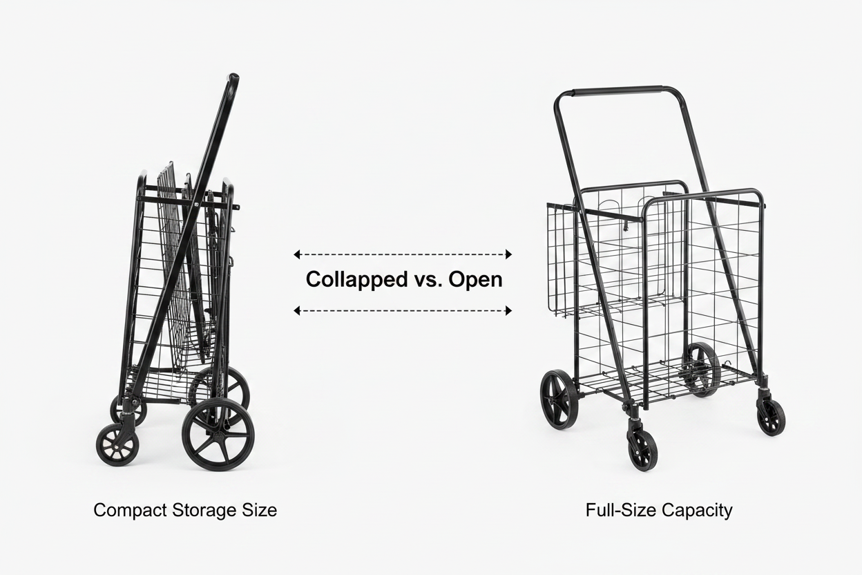 Shopping cart folded comparison