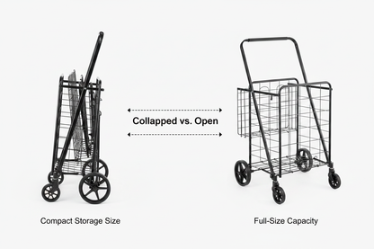 Shopping cart folded comparison
