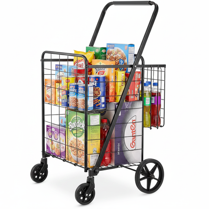 Shopping cart studio white background